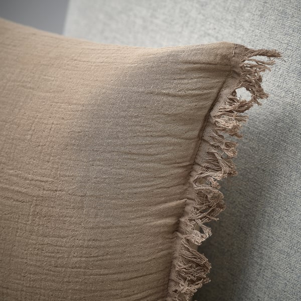 VALLKRASSING Housse de coussin, gris brun clair, 50x50 cm
