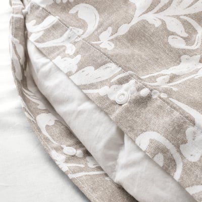 VÅRBRÄCKA Housse de couette et 2 taies, beige/blanc, 240x220/50x60 cm