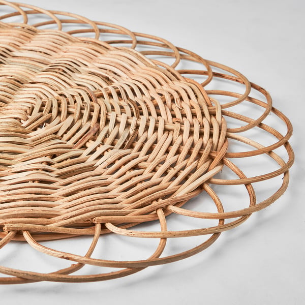 VARGFISK Set de table, naturel/rotin fait main, 35 cm