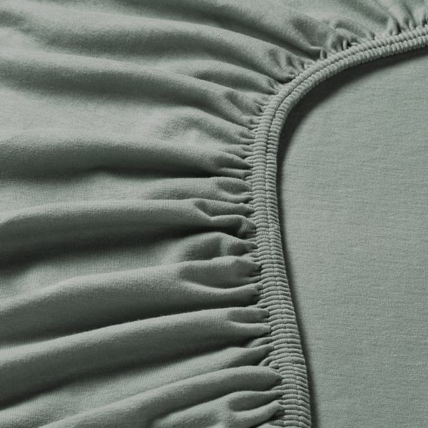 VÅRVIAL Drap housse, gris vert, 180x200 cm