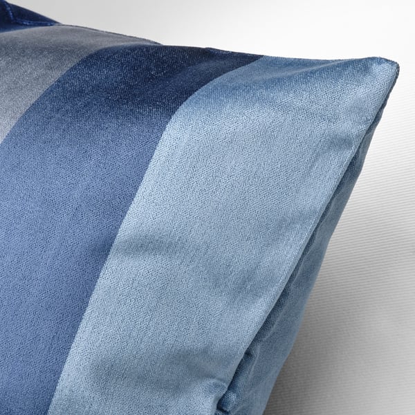 VATTENVÄN Housse de coussin, bleu/rayé, 50x50 cm