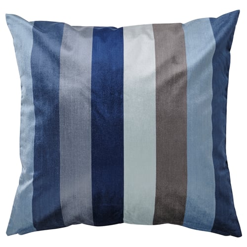 VATTENVÄN Housse de coussin, bleu/rayé, 50x50 cm