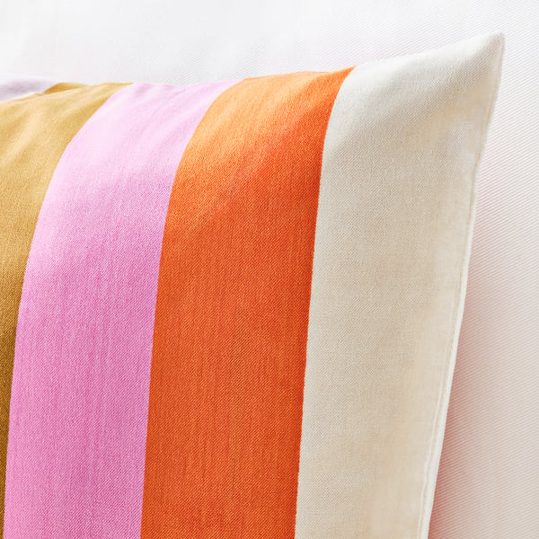 VATTENVÄN Housse de coussin, rose/rayé, 50x50 cm