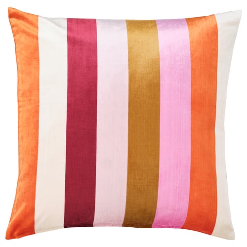 VATTENVÄN Housse de coussin, rose/rayé, 50x50 cm