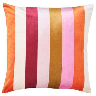VATTENVÄN Housse de coussin, rose/rayé, 50x50 cm