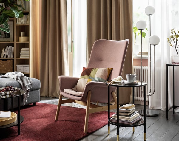 VEDBO Fauteuil haut, Gunnared brun-rose clair