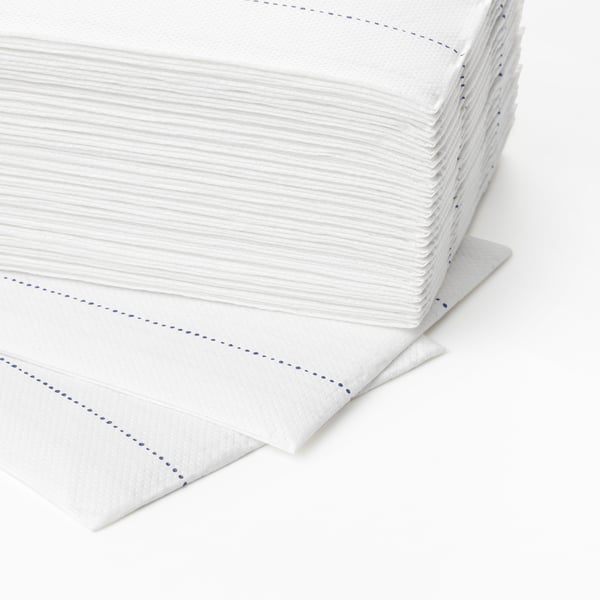 VERKLIGHET Serviettes en papier, blanc/bleu, 38x38 cm