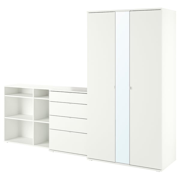 VIHALS Combinaison armoire, blanc/miroir, 270x57x200 cm
