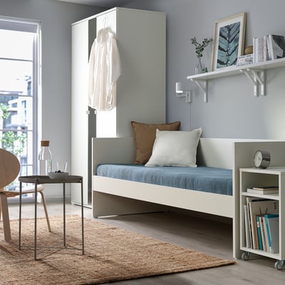 VIHALS Structure lit banquette, blanc, 80x200 cm