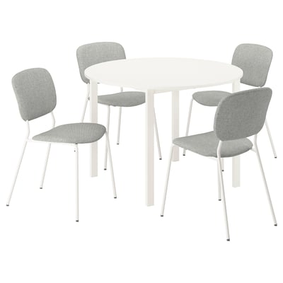 VIHALS / VIHALS Table et 4 chaises, blanc blanc/blanc Tibbleby beige gris, 107 cm