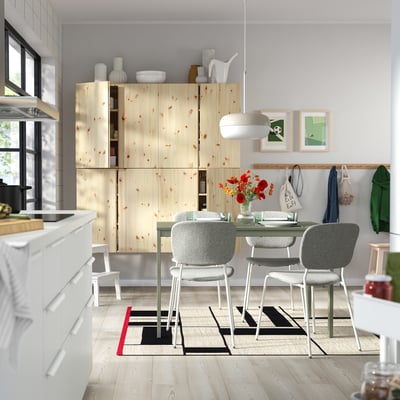VIHALS / VIHALS Table et 4 chaises, vert/blanc Tibbleby beige gris, 120/180x74 cm