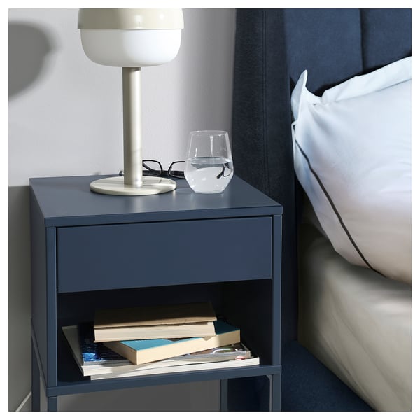 VIKHAMMER Table chevet, bleu, 40x39 cm