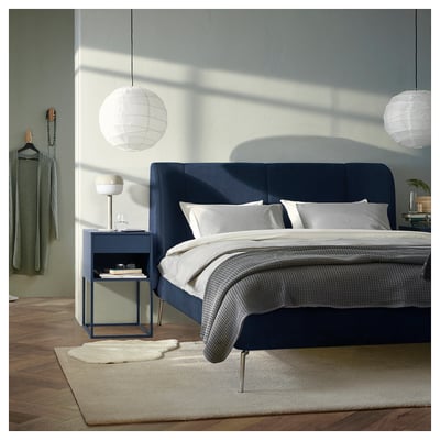 VIKHAMMER Table chevet, bleu, 40x39 cm