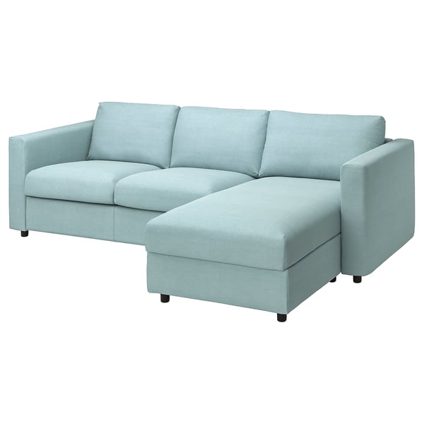 VIMLE Canapé 3 places avec méridienne, Saxemara bleu clair