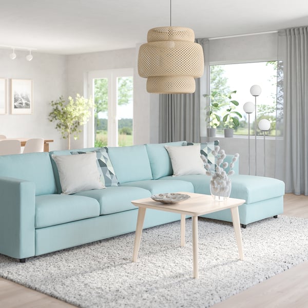 VIMLE Canapé 4 places + méridienne, Saxemara bleu clair