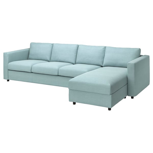 VIMLE Canapé 4 places + méridienne, Saxemara bleu clair