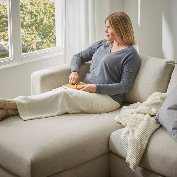 VIMLE Canapé d'angle, 5 places, avec méridienne/Gunnared beige