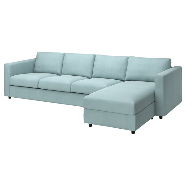 VIMLE Housse canapé 4p av méridienne, Saxemara bleu clair