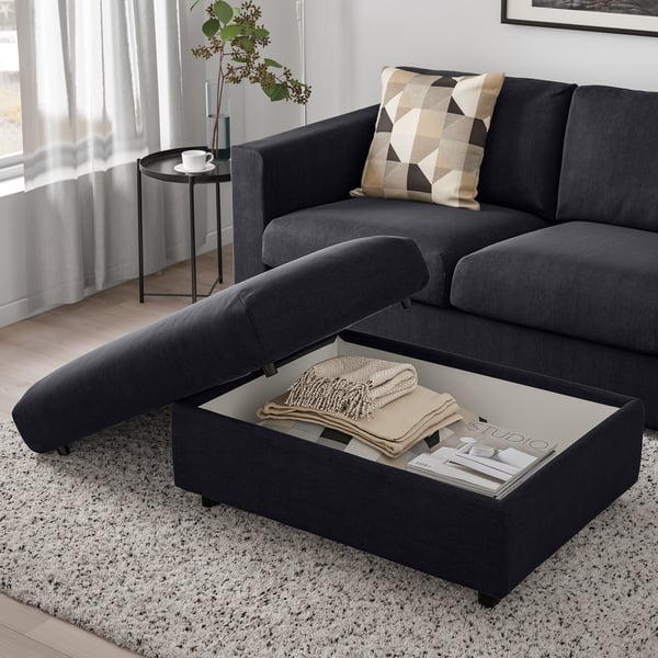 VIMLE Repose-pieds av rangement, Saxemara bleu noir
