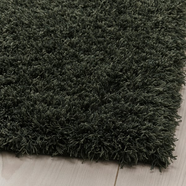 VINDEBÄK Tapis, poils hauts, vert foncé, 133x195 cm