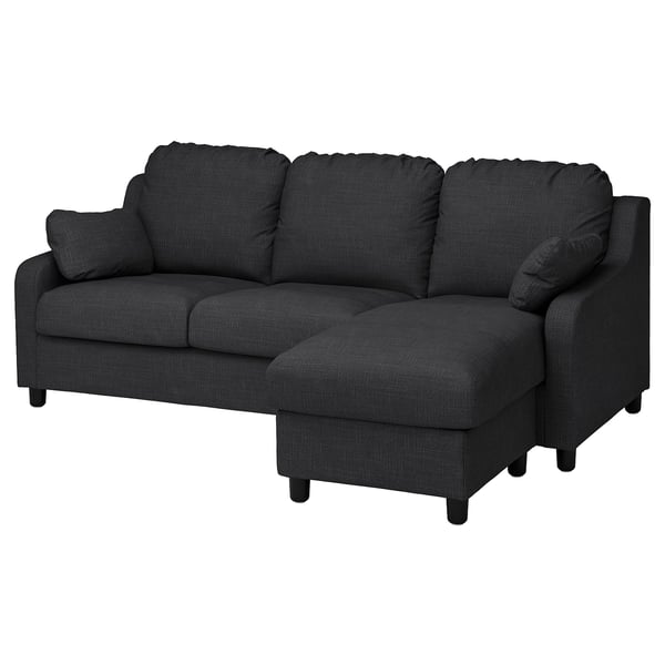 VINLIDEN Canapé 3 places avec méridienne, Hillared anthracite