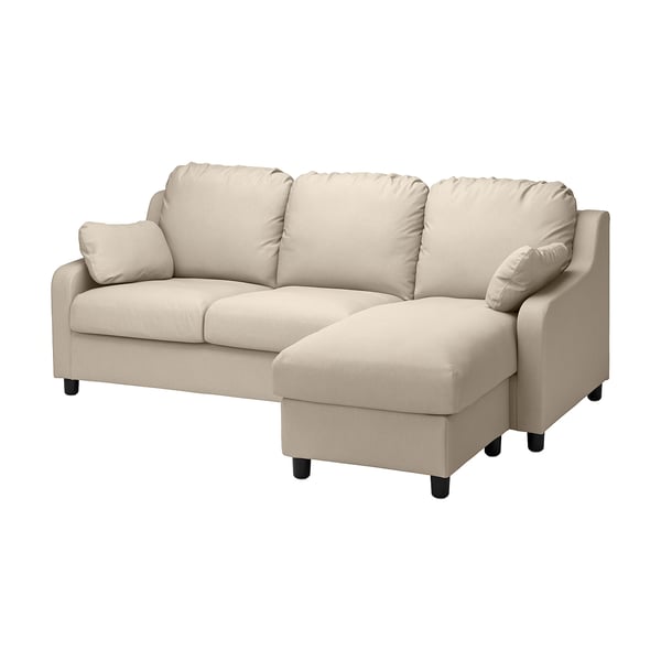VINLIDEN Housse canapé 3 pl, avec méridienne/Hakebo beige