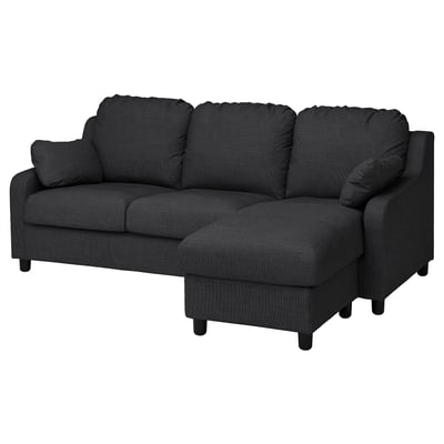 VINLIDEN Housse canapé 3 pl, avec méridienne/Hillared anthracite