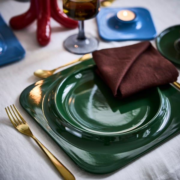 VINTERFINT Assiette, vert foncé, 27x27 cm