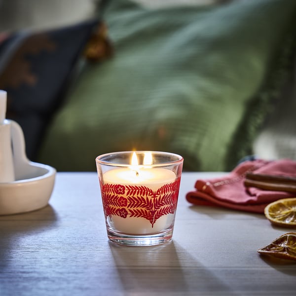 VINTERFINT Bougie parfumée dans verre, Cinq épices de l'hiver blanc, 20 hr