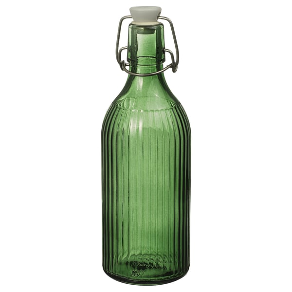 VINTERFINT Bouteille avec bouchon, verre vert, 0.5 l