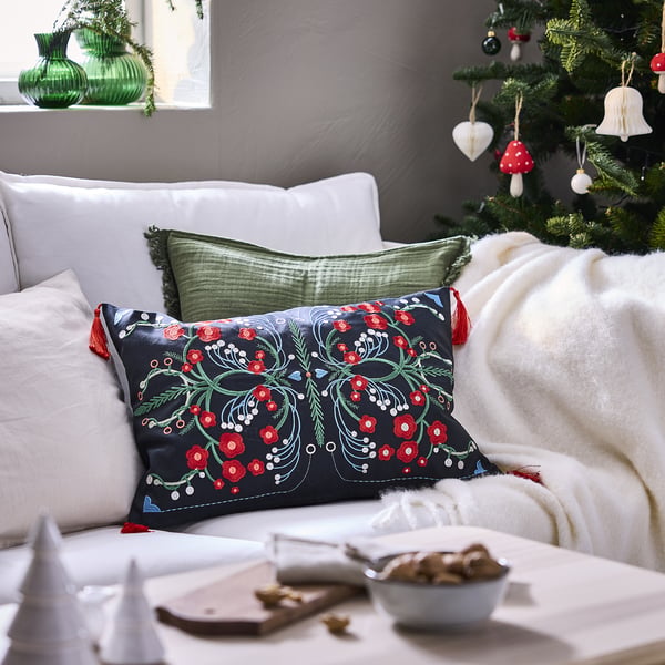 VINTERFINT Housse de coussin, noir, 40x58 cm