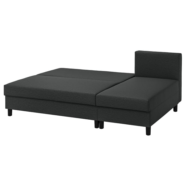 ÄLVDALEN grey sofa-bed with reversible chaise, dark grey fabric, clean-lined design, converts to comfortable double bed, ideal for small spaces.