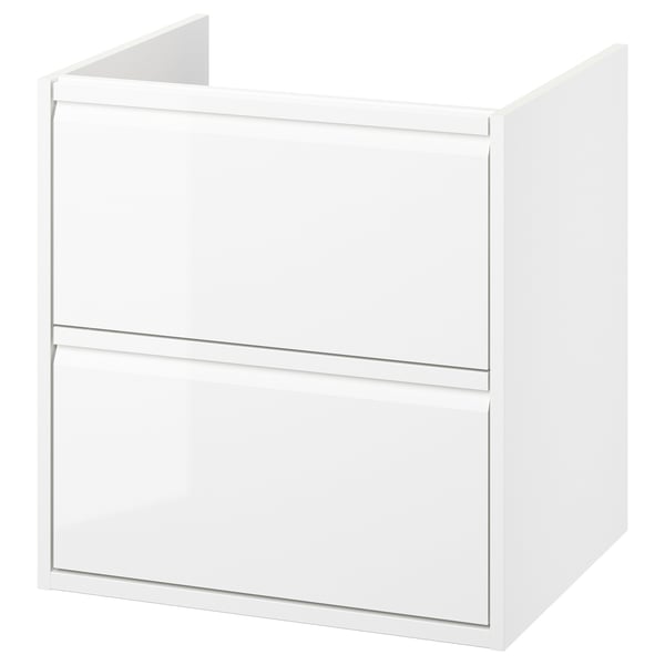 ÄNGSJÖN white bathroom cabinet, minimalist design, two drawers, wall-mountable.