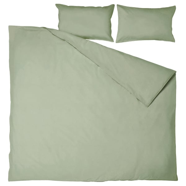 ÄNGSLILJA bed set in light green, soft cotton, includes duvet and 2 pillow covers.