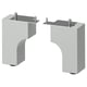 Two grey beechwood ALMAÅN bathroom cabinet legs with stainless steel plates and adjustable screws.