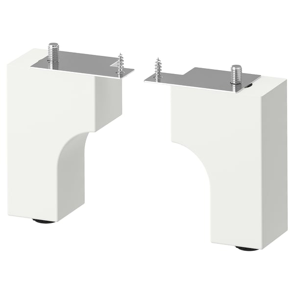 ALMAÅN white wooden legs, stainless steel plates, adjustable.