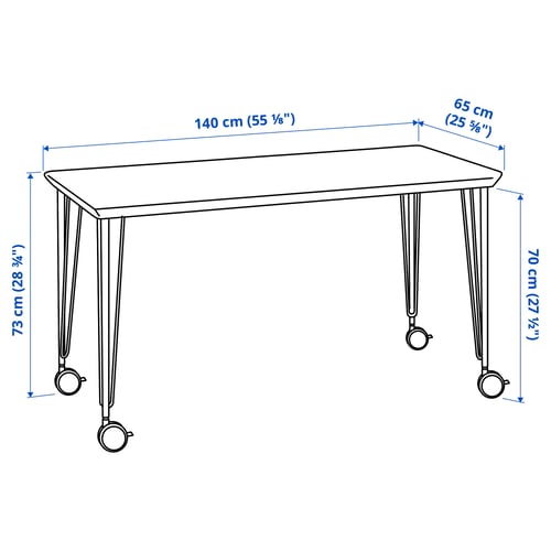 ANFALLARE / KRILLE Desk, bamboo/black, 140x65 cm