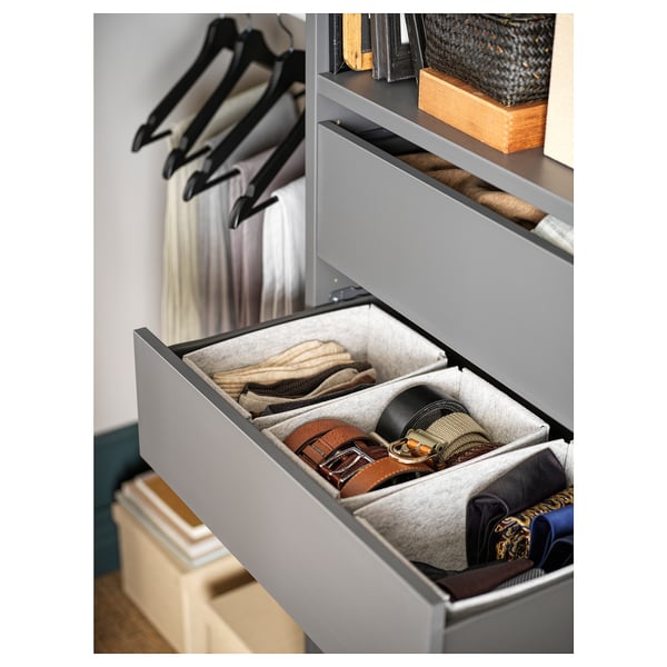 AURDAL Wardrobe combination, dark grey, 182-215x40x221 cm