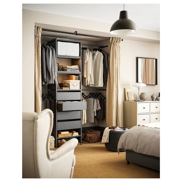 AURDAL Wardrobe combination, dark grey, 174-240x40x221 cm