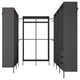 Black AURDAL custom closet system. Left and right panels with legs and shelves, centre hanging rod.