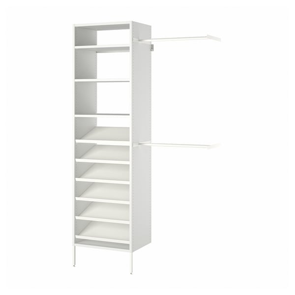 White AURDAL: customizable storage with shelves, drawers, and hanging rails, perfect for home organisation.