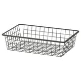 AURDAL wire storage basket, black, rectangular, grid design. Made of steel with epoxy/polyester coating.