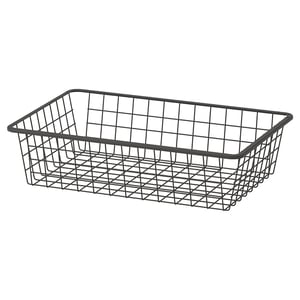 AURDAL wire storage basket, black, rectangular, grid design. Made of steel with epoxy/polyester coating.