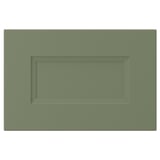 A green rectangular AXSTAD kitchen cabinet door with inset panel, smooth matte surface.