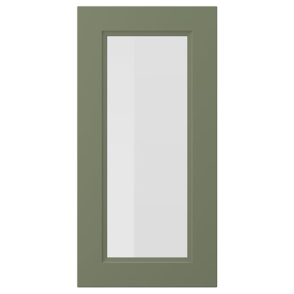 AXSTAD door: green, rectangular, frosted glass panel, modern design.