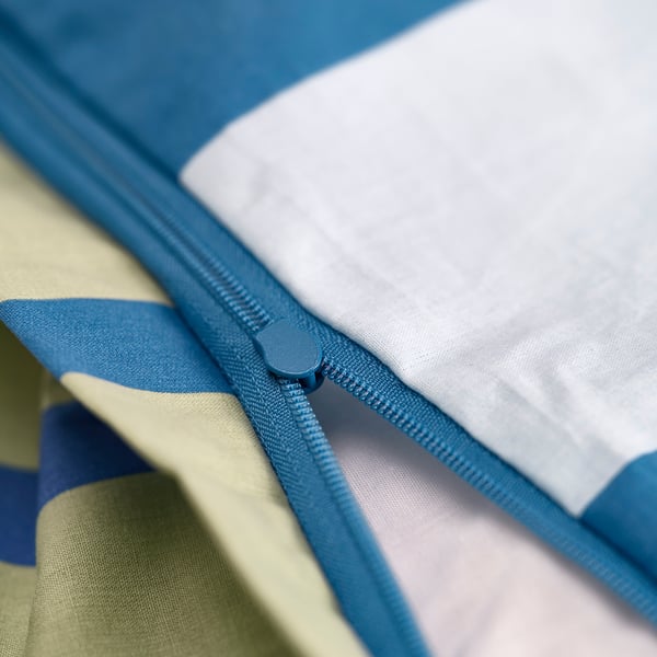 BARNDRÖM Duvet cover and pillowcase, blue green/stripe pattern, Twin