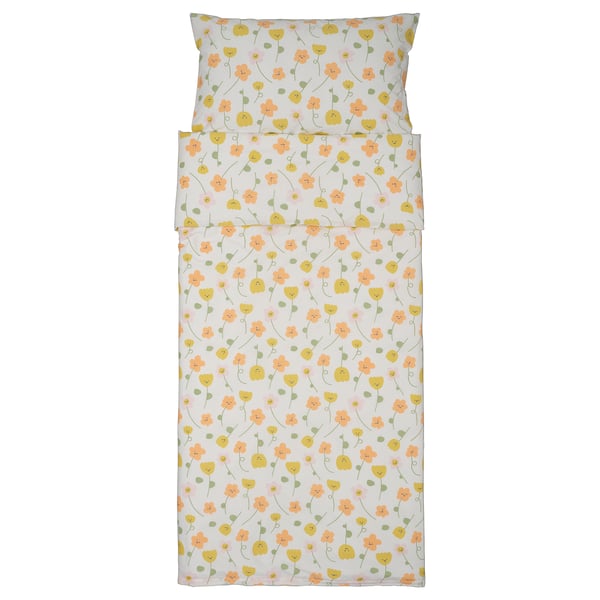 BARNDRÖM Duvet cover and pillowcase, multicolour/flower pattern, Twin