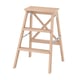 BEKVÄM: wooden step stool, beige, rectangular shape, two steps, foldable.
