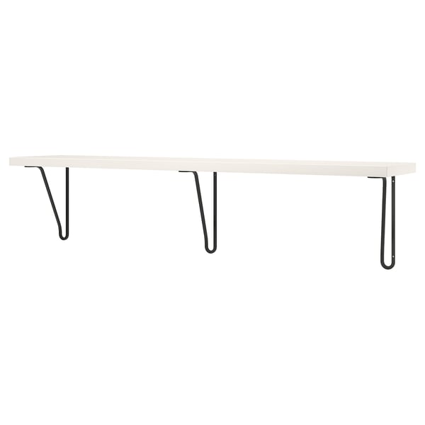 BERGSHULT wall shelf: white, rectangular, metal brackets.