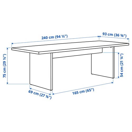 BERGSHYTTAN Table, tinted effect birch veneer, 240x93 cm